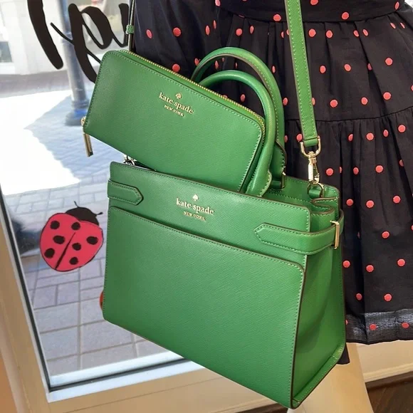 Kate Spade staci medium satchel
&
KSNY Staci Large Continental Wallet
Green Bean - Picture 12 of 16